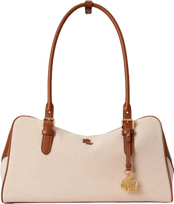 Lauren Ralph Lauren Canvas & Leather Large Marcy Zip Slim Shoulder