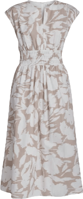Women's Floral Smocked A-Line Midi Dress