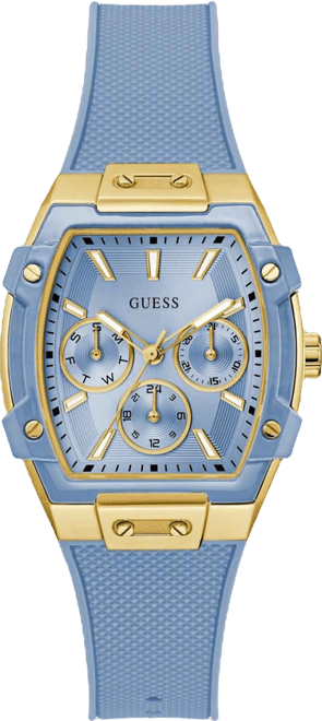 Women's Gold-Tone Light Blue Silicone Multi-Function Watch, 35mm