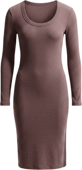 Nike Sportswear Chill Knit Robe mi-longue ajustée et côtelée à manches longues pour femme
