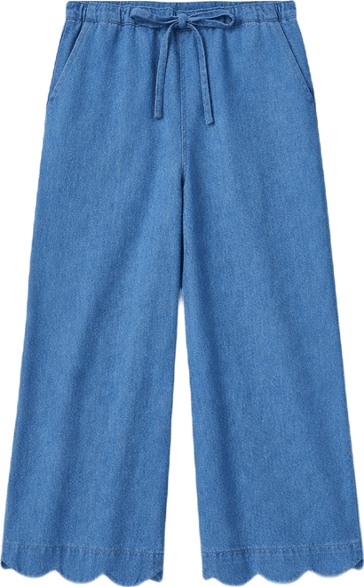 Women's Wide Leg Scallop Hem Pants