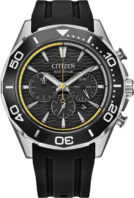 Men's Endeavor Chronograph Black Strap Watch, 43mm