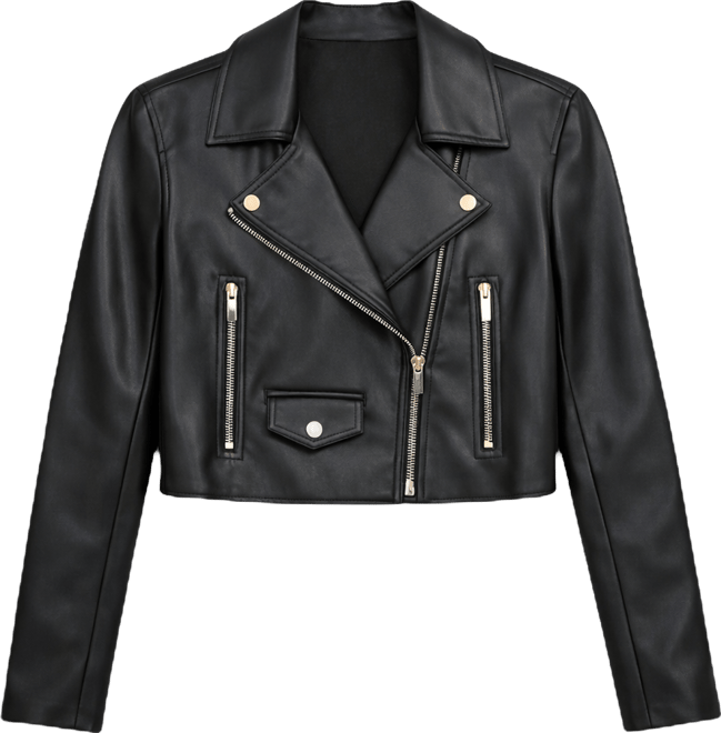 Women's Faux Leather Cropped Moto Jacket