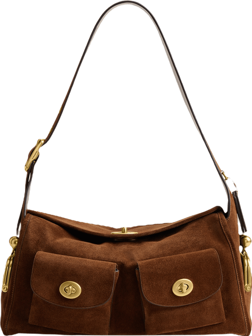 COACH Haversack Large Suede Turnlock Shoulder Bag - Macy's