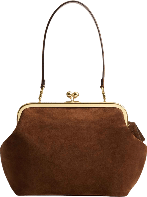 Suede Kiss-Lock Small Frame Bag