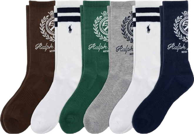 Men's Ralph Lauren Crest Crew Socks, 6-Pack