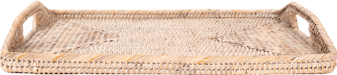 Artifacts Rattan Rectangular Serving Tray With High Handles