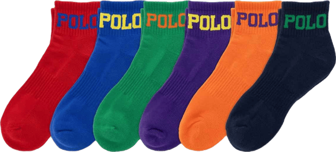 Men's Color Logo Quarter Socks, 6-Pack