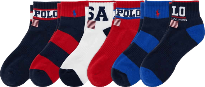 Men's Usa Stadium Quarter Socks, 6-Pack