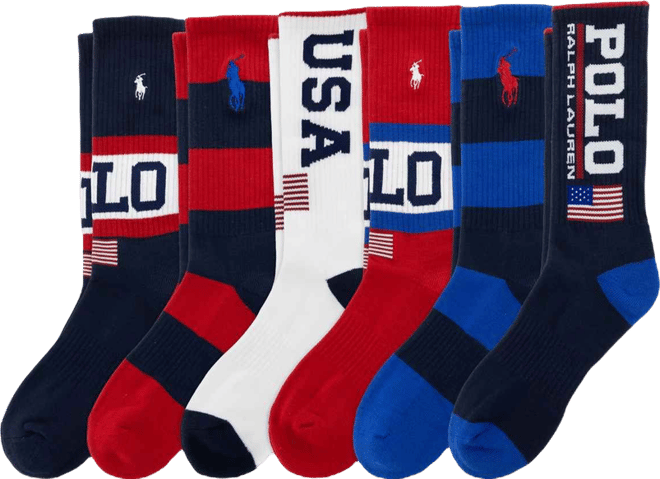 Men's Usa Stadium Crew Socks, 6-Pack