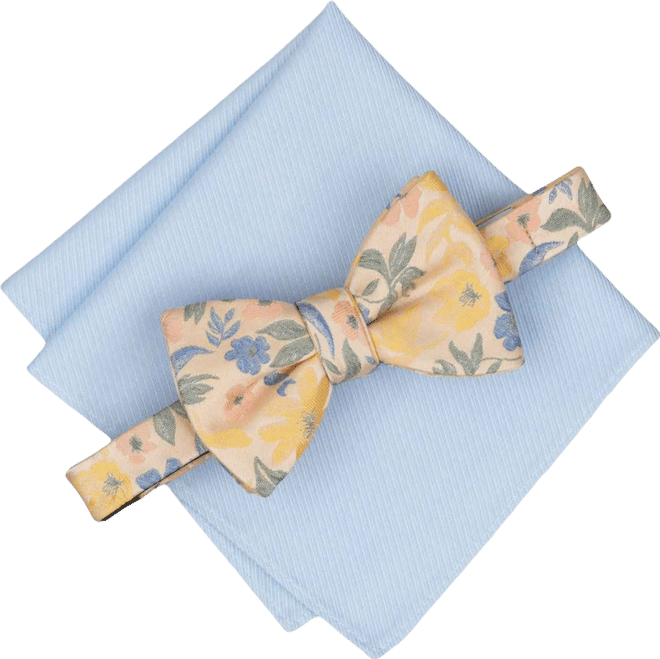 Men's Newell Floral Print Bow Tie and Pocket Square, 2-Piece Set, Macy's Exclusive