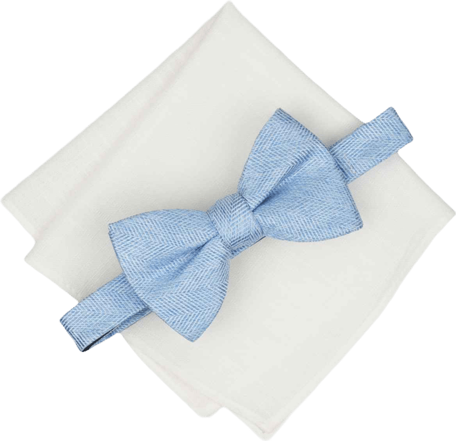 Men's Melange Chevron Solid Bow Tie and Pocket Square, 2-Piece Set, Macy's Exclusive
