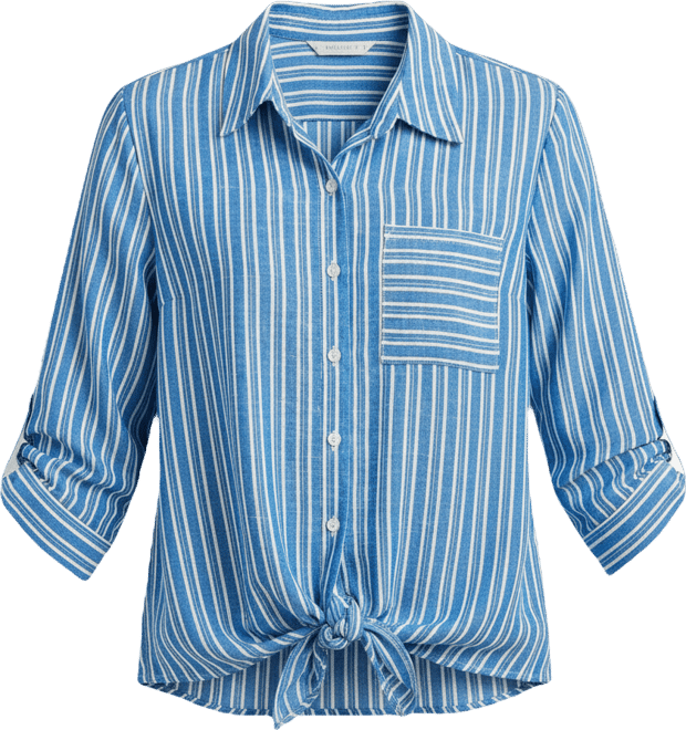 Juniors' Striped Collared Button-Up Shirt