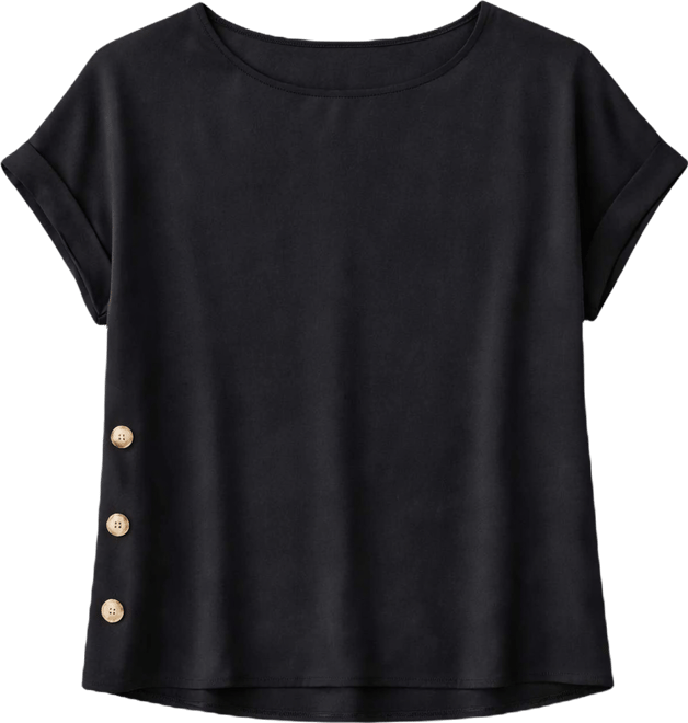 Women's Short-Sleeve Button Detail Blouse
