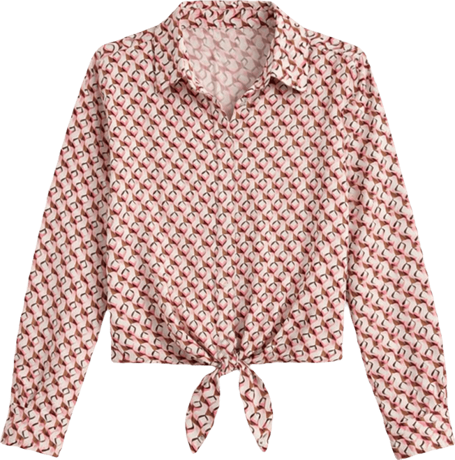 Petite Lover Long-Sleeve Tie Shirt