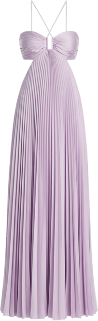 open lace back dress Moira Satin Pleated Maxi Dress