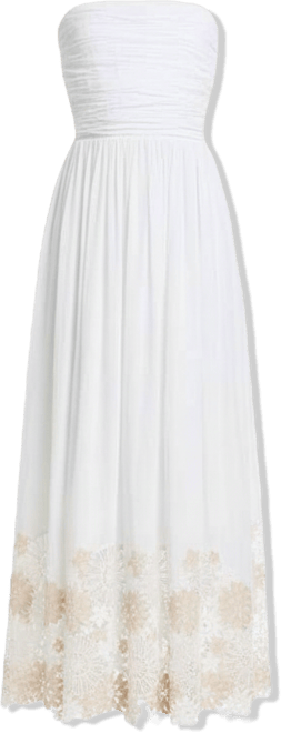 ramy brook milani lace hem dress Milani Embellished Strapless Midi Dress - NAVY