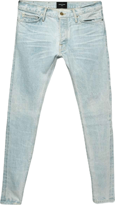 Men's Blue Distressed Denim Zipped Hem Slim Fit Jeans