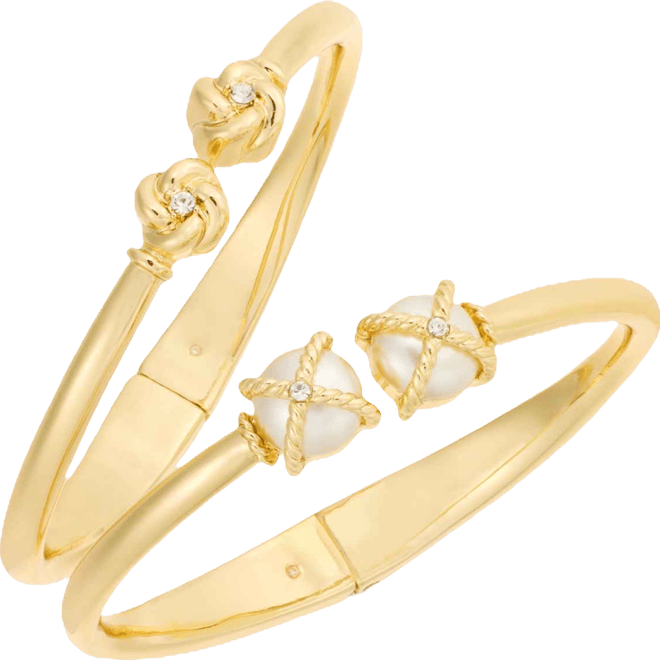 2-Pc. Set Pave & Imitation Pearl Bangle Bracelets, Macy's Exclusive
