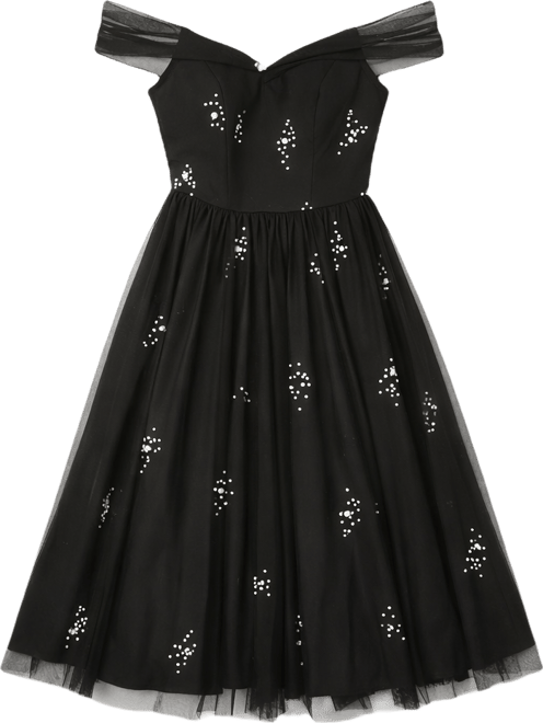 Women's Petite Ieena Off The Shoulder Embellished Tulle Cocktail Dress