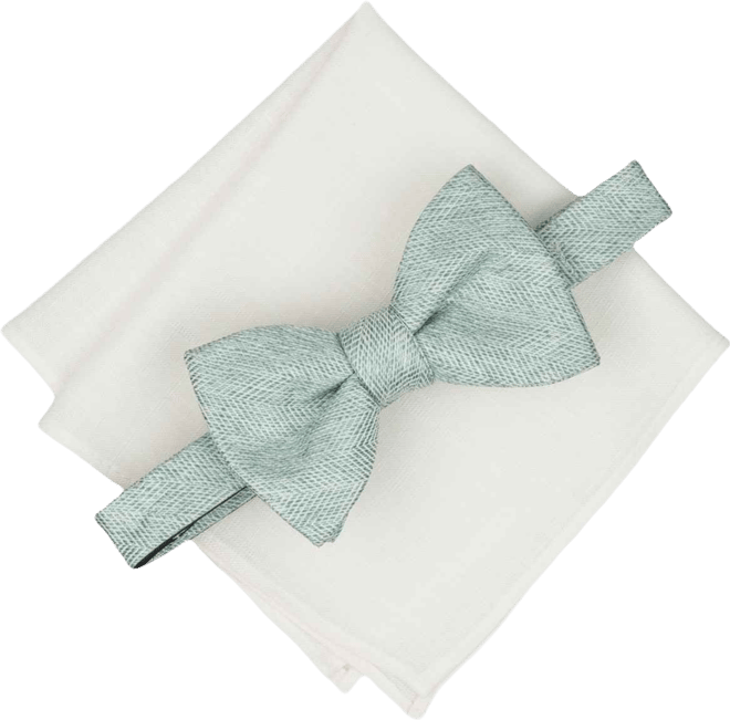 Men's Melange Chevron Solid Bow Tie and Pocket Square, 2-Piece Set, Macy's Exclusive