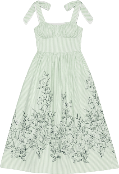 Women's Tie Shoulder Fit & Flare Midi Dress