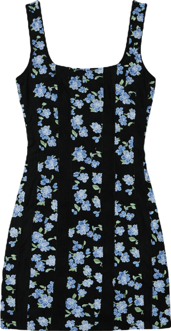 Women's Embroidered Mesh Square Neck Short Dress