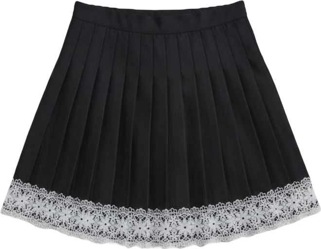 Women's Pleated Lace Trim Skirt
