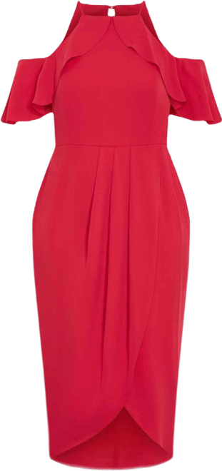 Women's Plus Size Love Siren Ruffle Shoulder Dress