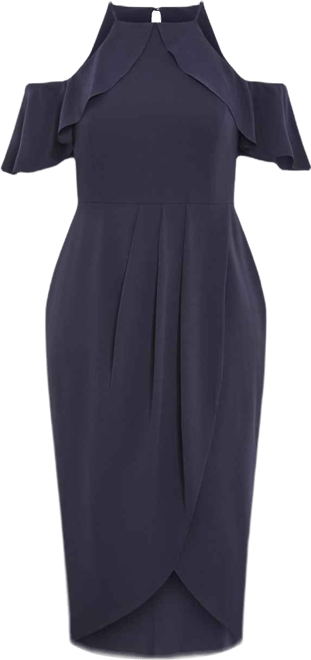 Women's Plus Size Love Siren Ruffle Shoulder Dress