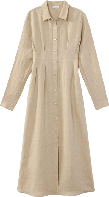 chinese dress ladies Daniella Linen Tie Back Sleeveless Midi Dress in Straw by Dissh main image 0