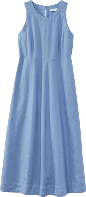 LINEN FIT-AND-FLARE MIDI DRESS | JJill
