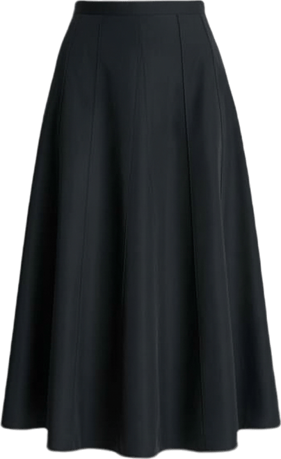 Women's Taffeta A-Line Seamed Midi Skirt