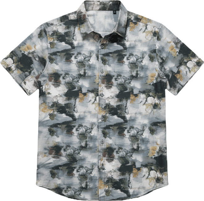 Men's Abstract-Print Short-Sleeve Shirt
