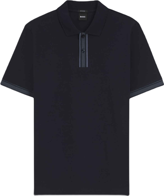 Boss by  Men's Mercerised-Cotton Striped Trim Polo Shirt