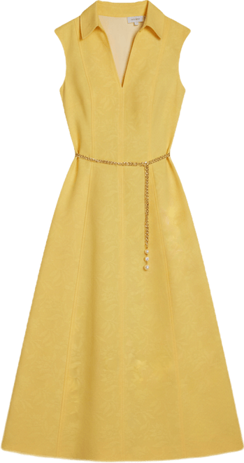 Women's Collared Chain Belt Midi Dress