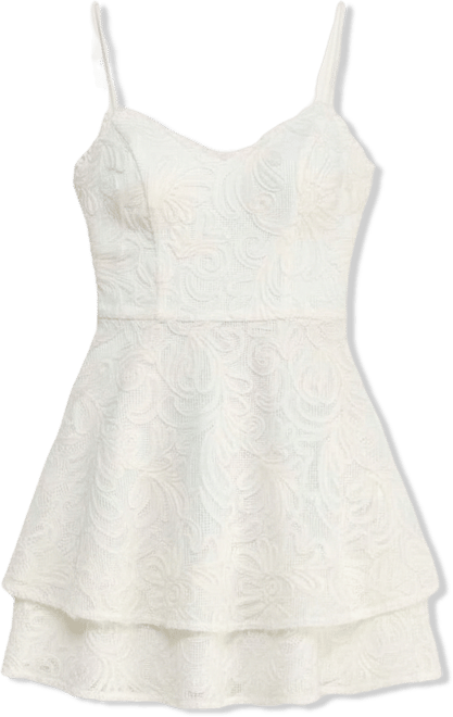 Juniors' Ruffle Neck Double Tiered Short Dress