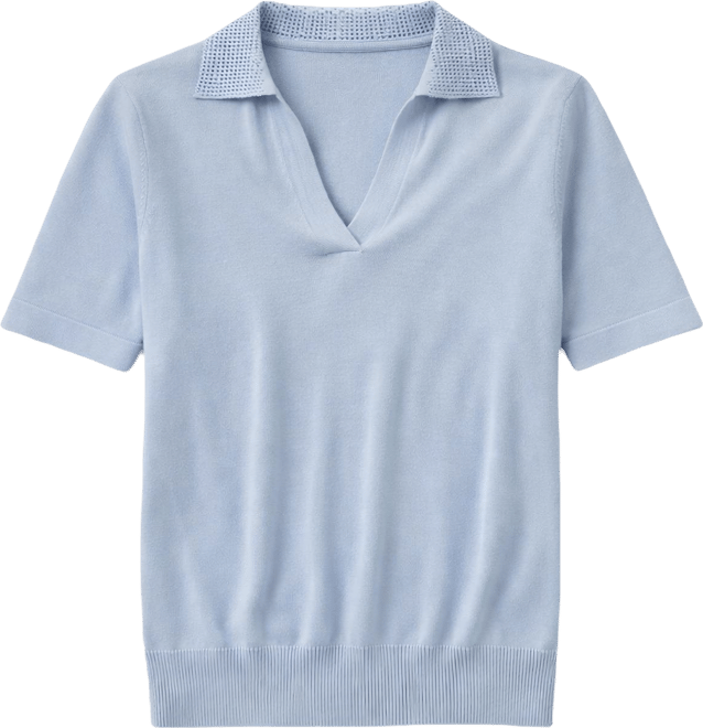 Juniors' Short-Sleeves Rhinestones Polo Stormi Sweater