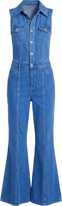 Women's Harlo Sleeveless Flared-Leg Denim Jumpsuit
