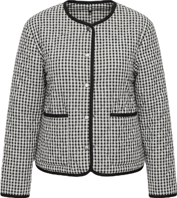 Women's Quilted Button-Front Crew Neck Jacket