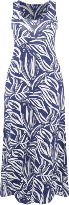 Women's Abstract Sleeveless Scoop Neck A-Line Pocket Maxi Dress