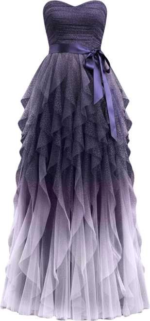 Juniors' Corkscrew-Ruffled Strapless Gown