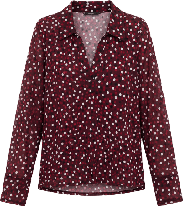Women's Long-Sleeve Printed Mesh Collared Top, Macy's Exclusive