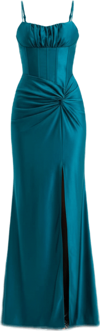 Juniors' Corset Pleat-Waist Sleeveless Gown