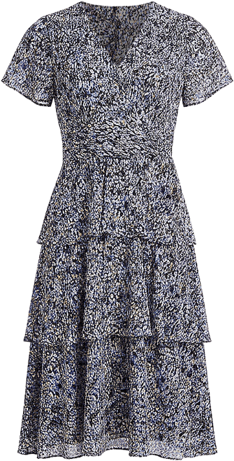 Perceptions Womens V Neck Short Sleeve Flutter Floral Fit + Flare Dress,  Color: Black Purple - JCPenney