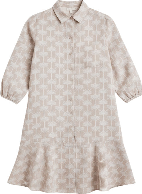 Women's 100% Linen Print Button-Front 3/4-Sleeve Dress, Macy's Exclusive