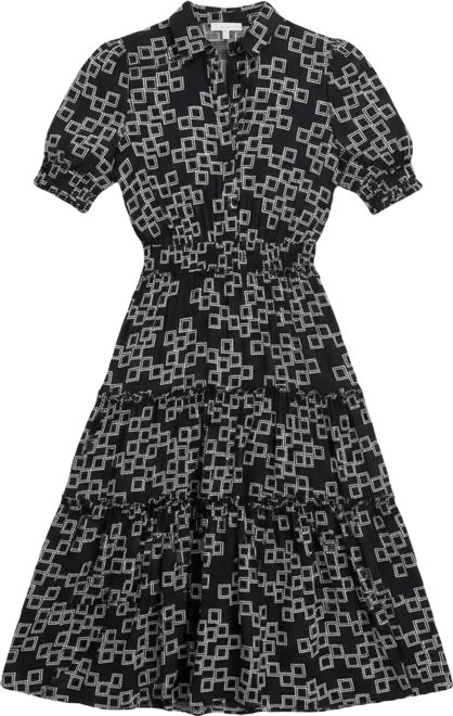 Women's Printed Collared Midi Dress