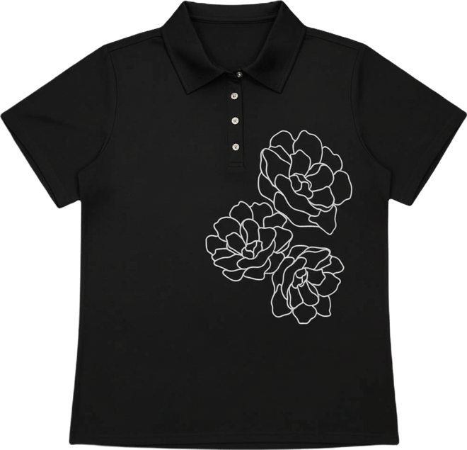 Plus Size Floral Polo Short-Sleeve Top