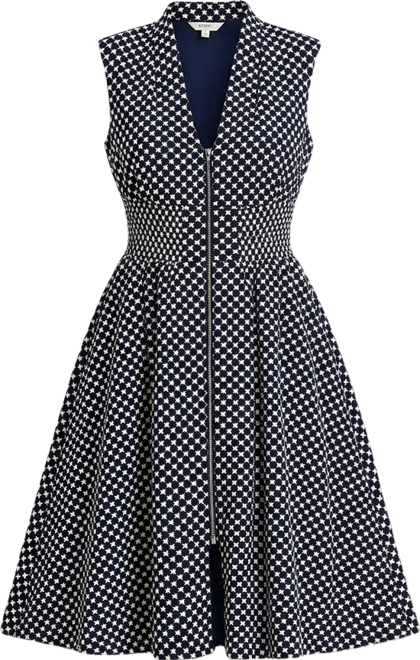 kensie women's embroidered cotton midi dress kensie Striped Floral-Embroidered Midi Dress Pockets Blue White Denim/whit  Sz 2