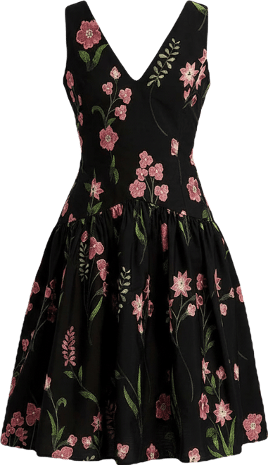 kensie floral embroidered dress Kensie Women's Black Floral-Embroidered Mesh Mini Dress  COUTUREPOINT